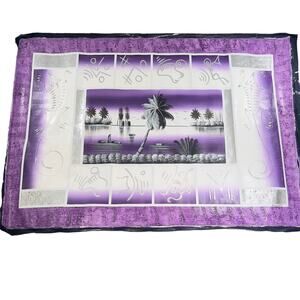 Jose Luis Gonzalez Unframed Painting Tropical Purple Silver White ~61" x ~43.5"